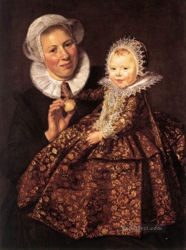  Golden Painting - Catharina Hooft with her Nurse portrait Dutch Golden Age Frans Hals